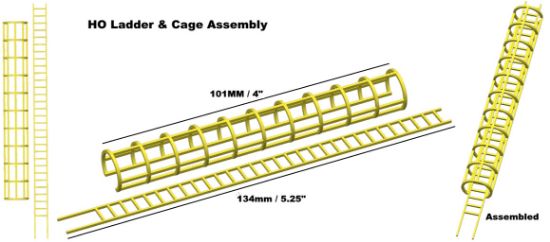 Caged ladder assembly