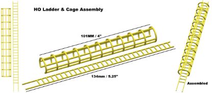 Caged ladder assembly