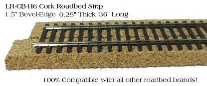 Picture of Cork Roadbed, 6mm, 36" Bevel Strips - HO Scale, Box of 16 strips (48 feet)