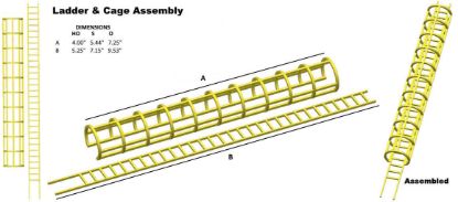 Caged ladder assembly